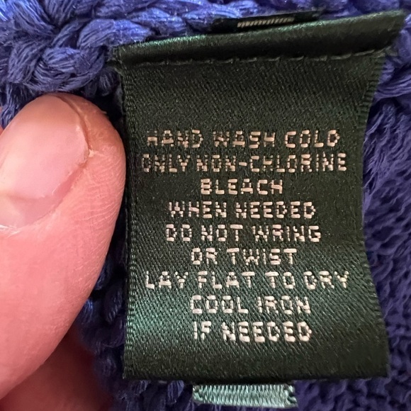 NWOT Vintage 90s Lauren Ralph Lauren purple open knit sweater crewneck sz XL - Picture 4 of 7